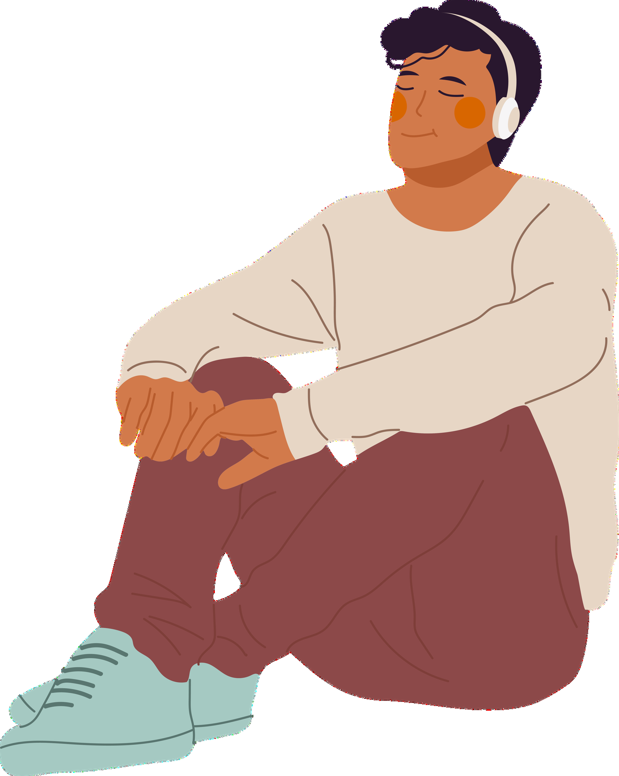 Ilustração de uma pessoa ouvindo música, relaxada